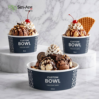 Gobelet à crème glacée jetable avec logo personnalisé imprimé, couvercle en papier, pour yaourt glacé, crème glacée molle, à emporter, OEM, en vrac, pour restaurants, 12 oz