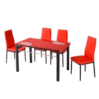 Dessus en verre courbé d'approvisionnement d'usine ensemble de table à manger 4 places de taille personnalisée