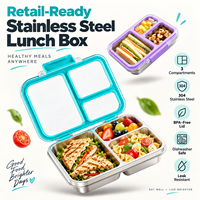 Aohea Boîte à lunch bento professionnelle OEM ODM personnalisée, étanche, 3 compartiments, en acier inoxydable, mignonne, compatible micro-ondes