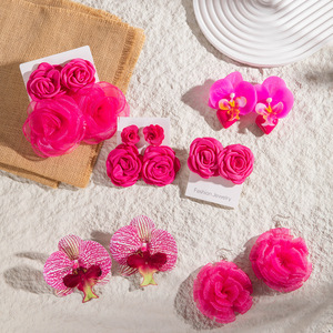 Moda esagerato tessuto <span class=keywords><strong>di</strong></span> colore fresco grandi <span class=keywords><strong>orecchini</strong></span> <span class=keywords><strong>a</strong></span> fiori <span class=keywords><strong>rosa</strong></span> dolce <span class=keywords><strong>a</strong></span> <span class=keywords><strong>forma</strong></span> <span class=keywords><strong>di</strong></span> foglia <span class=keywords><strong>orecchini</strong></span> pendenti da donna gioielli da ragazza - Product Image 5