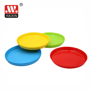 Haixing Plastic Eco-friendly Round Dinner Dessert Shallow Plastic Dishes Plate Plastic Kids Plate