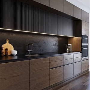 Durable Matt Black Lacquer Sintered Stone Countertop Kitchen Cabinets with <strong>Sink</strong> Ready to Assemble Kitchen <strong>Cupboard</strong> Modern - Product Image 3