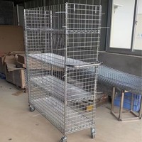 Chariot de chargement industriel robuste de 48x36x40in à côtés maillés Roues à 360 ° Système de tri d'entrepôt Étagères de rangement en fil métallique Unités