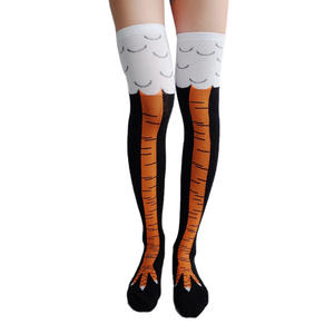 Envío Directo invierno otoño mujer 3D pollo estampado divertido dibujos animados muslo alto calcetín moda lindo señoras fino dedo del pie <span class=keywords><strong>pies</strong></span> Calcetines - Product Image 3