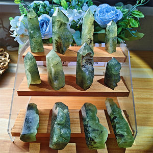 จุดพรีไฮไนต์ดิบธรรมชาติพร้อมหอคริสตัลหินบําบัดดรูซี่สําหรับตกแต่ง - Product Image 6