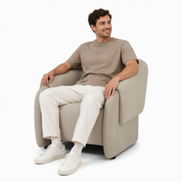 Moderner Akzent-Sessel Beige Gepolsterter Wannensessel mit Zylindrischem Seitenkissen, Einzelner Lounge-Sessel für Wohnzimmer