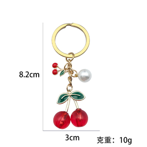 Vente en gros de porte-clés <span class=keywords><strong>cerise</strong></span> en métal émaillé et mignon pendentif <span class=keywords><strong>cerise</strong></span> transparent porte-clés portefeuille <span class=keywords><strong>cartable</strong></span> accessoires suspendus - Product Image 6