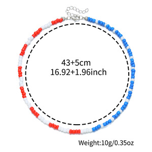 Beaded <b>Necklace</b> Red White <b>Blue</b> Color Clavicle Chain For Women Party Fashion Jewelry - Product Image 4