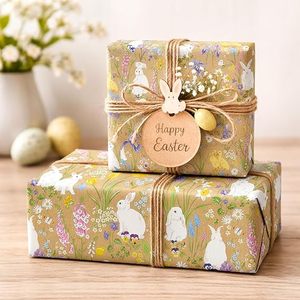 Original <b>Easter</b> Bunny Colorful Wild Flower Kraft <b>Wrapping</b> <b>Paper</b> For <b>Easter</b> Day And Festival Decoration - Product Image 1