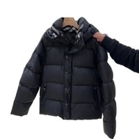 Manteau d'hiver noir mi-long en duvet matelassé pour homme 2026, avec empiècements à carreaux classiques, veste extérieure polyvalente, stock international