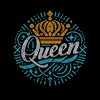 Transfert thermocollant motif couronne de reine en strass pour T-shirts, prêt à presser
