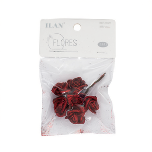 Ilan Flores Rose Rosse Essiccate 78mm 6 Pezzi per Decorazioni Artigianali - Product Image 2