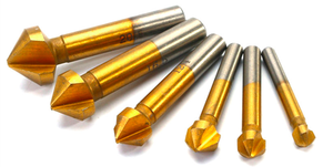 LUBY CHL-DB-5216 6pcs Metric Set 3 Flutes HSS Titanium Three Edge Chamfering <strong>End</strong> <strong>Mill</strong> <strong>Countersink</strong> <strong>Drill</strong> Bit - Product Image 2