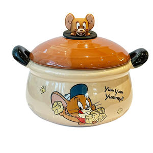 ชามเซรามิคทอมแอนด์เจอร์รี่พร้อมฝาปิด ความจุขนาดใหญ่ มีหูจับสองข้าง ดีไซน์การ์ตูน สำหรับเด็กและใช้ในบ้าน - Product Image 1