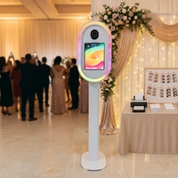 Cabine photo ovale 13 pouces pour iPad avec panneau d'impression pour événements et mariages, avec boîte d'impression intégrée