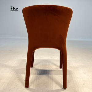 Silla de Comedor Moderna Tapizada en Terciopelo Naranja Quemado con Respaldo Curvo para Hotel, Restaurante, Hogar, Villa - Product Image 5