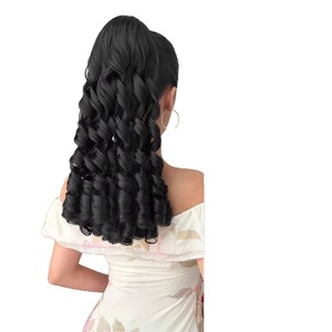 Py771 125 Perruque queue de cheval synthétique bouclée 20 pouces, grandes ondulations, extension de cheveux sans colle avec cordon de serrage pour femmes - Product Image 2