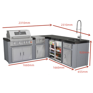 Hiện Đại 304 Thép Không Gỉ Kết Hợp Đảo Được Xây Dựng Trong Gas Nướng Và Tủ Lạnh Thông Minh BBQ Công Cụ Cho Ngoài Trời Nhà Bếp Sử Dụng - Product Image 4