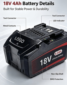 Batterie lithium-ion carrée 18V 4Ah 72W, pièces de rechange pour perceuse sans fil, multicolores, pour outils électriques en stock - Product Image 3