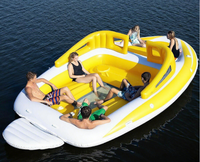 Personnalisé Énorme 6 Personne PVC Gonflable Île Flottante Portable Rivière Radeau Hermétique Eau Partie Bateau Gonflable Bay Breeze Bateau