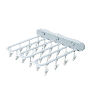 No-trace No-punch Adhesive Wall-Mounted Multifunctional Foldable Single-Pole Drying Rack Multiple Clips for Clothes <strong>Socks</strong> - Product Image 6
