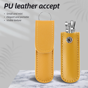 6 Piece 6in1 Stainless Steel Reusable <b>Ear</b> Scoop Set Portable <b>Ear</b> Wax Removal Kit Leather Case Keychain Tool for Adults Children - Product Image 4