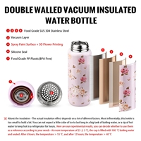 Botella de Agua de Acero Inoxidable Personalizada al por Mayor para Niños, Libre de BPA, a Prueba de Fugas, Aislada al Vacío, con Diseño Floral, 200/320 ml, Portátil, para Exteriores, con Tapa