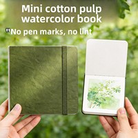 Bloc de Dibujo Cuadrado Verde de 30 Hojas, Mini Cuaderno de Acuarela Portátil de Bolsillo con Solapas Reforzadas y Hojas Desprendibles