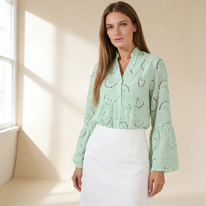 Robe tunique à manches longues en dentelle à œillets personnalisable pour femmes, ample, pour la plage et les vacances - Product Image 4