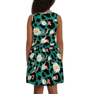 Patrón de margaritas de leopardo, trajes de verano para niñas, vestido informal para niñas pequeñas, <span class=keywords><strong>Ropa</strong></span> para Niñas, <span class=keywords><strong>ropa</strong></span> para niños de 2 a 5 años - Product Image 2