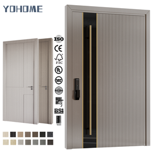 Grande porte pivotante contemporaine américaine Portes <span class=keywords><strong>d</strong></span>'<span class=keywords><strong>entrée</strong></span> principales en bois massif avec lecteur <span class=keywords><strong>d</strong></span>'empreintes digitales Portes <span class=keywords><strong>d</strong></span>'<span class=keywords><strong>entrée</strong></span> pour maisons - Product Image 1