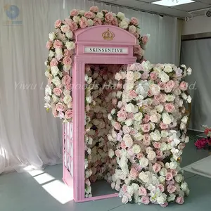 LFB1646-5 Luckygoods antique metal telephone booth with flower garland new idea for wedding party decoration