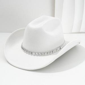 Chapeau de <span class=keywords><strong>cowboy</strong></span> occidental rayé pour hommes et femmes, avec accessoires en strass diamant et épée, 100 % polyester, toutes saisons, chapeau de fiançailles - Product Image 1