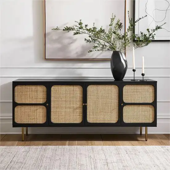 Credenza di stoccaggio in stile nordico di alta qualità espositore naturale strumento Tv soggiorno armadio in legno di Rattan