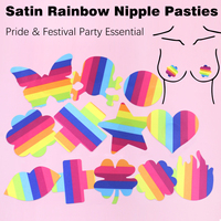Cache-tétons jetables respirants sans bretelles en satin rayé arc-en-ciel, formes variées, sexy pour femmes, pour la fierté