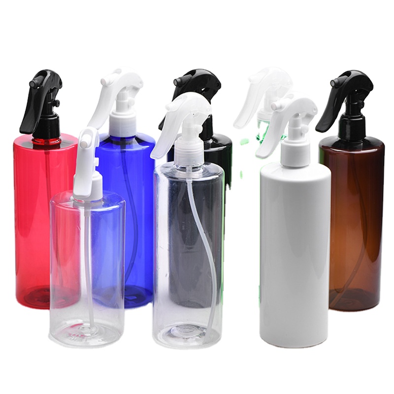 Zwarte Plastic Fles 500 Ml Amber Platte Schouder Type Fijne Mist Parfum Desinfecteren Trigger Spray Pet Handdesinfecterend Middel 16Oz Fles