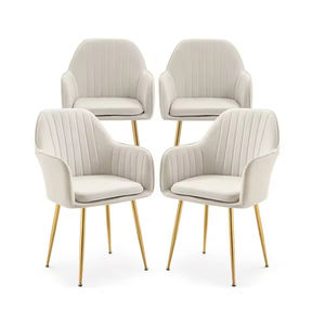 <span class=keywords><strong>Fauteuil</strong></span> moderne confortable avec pieds en métal doré, chaise d'appoint en velours <span class=keywords><strong>beige</strong></span> pour la maison, salon, salle à manger, avec coussin - Product Image 1