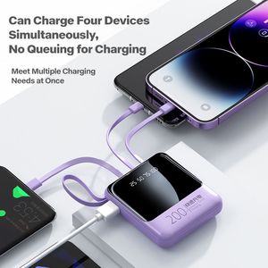 Venta al por mayor banco de energía portátil con 10000mAh USB logotipo personalizado <span class=keywords><strong>4</strong></span> cables de carga mejor Mini banco de energía móvil 20000mAh OEM promoción - Product Image 3