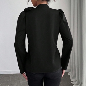 Chemise en satin pour femme, nouvelle collection automne/hiver, avec col et nœud latéral, haut à manches longues, tendance - Product Image 5