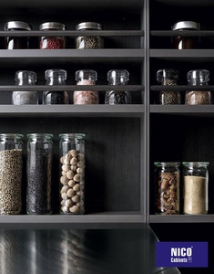NICOCABINET Armoires de <span class=keywords><strong>cuisine</strong></span> complètes intelligentes modulaires <span class=keywords><strong>sans</strong></span> poignées de style européen avec étagères ouvertes et robinet en résine stratifiée - Product Image 4
