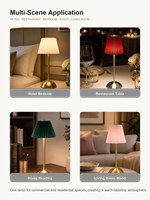 Lámpara de Mesa Metálica Inalámbrica Recargable con Pantalla Acrílica Plegada, Base Dorada/Plateada, Lámpara LED de Escritorio para Hotel, Restaurante, Dormitorio