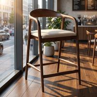 Tabourets de bar modernes en bois massif de noyer, chaises de salle à manger en bois de haute qualité avec coussin de siège pour bar, îlot de cuisine