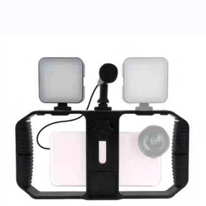 Oldshark nuova piccola staffa di registrazione Video regolabile telecamera stabilizzatore telefono Led anello di luce