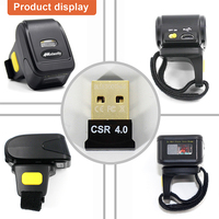 Symcode MJ-R30 Mini Lector de Códigos de Barras Inalámbrico USB, Escáner Portátil de Códigos QR 1D y 2D para Anillo, para Aplicaciones de Escaneo