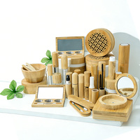 Série sur mesure en bambou naturel : Kit de maquillage, Tube à rouge à lèvres, Palette de fards à paupières, Boîtier à poudre, Pot à mascara – Fournitures en gros pour projets