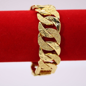 Pulsera de eslabones de muñeca clásica con relleno de oro amarillo de 18 quilates, pulsera gruesa pesada de <span class=keywords><strong>20cm</strong></span> de largo para hombres y mujeres, regalo perfecto de estilo moderno - Product Image 3