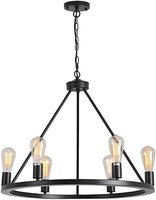Lustre de style industriel américain, luminaire suspendu en fer noir pour restaurant, bar, café, luminaire décoratif