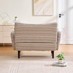 Sofá de Dos Plazas Moderno con Tapizado Bouclé, Reposabrazos Ultracómodos, Almohadas para Reposabrazos y Bolsillos de Almacenamiento, Sofá Cama Profundo - Product Image 4