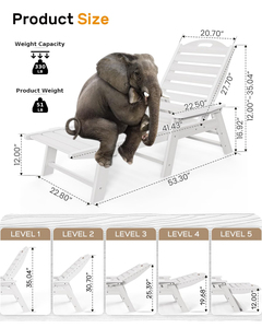 Chất lượng cao adirondack ghế ngoài trời mọi thời tiết ngoài trời nội thất sân vườn HDPE Sun Lounger - Product Image 4