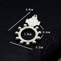 Couleur Pinky Catholique Argent Plaqué Alliage Chapelet Vintage Religieux St. Benoît Anneau pour Anneau De Prière En Forme De Pendentif